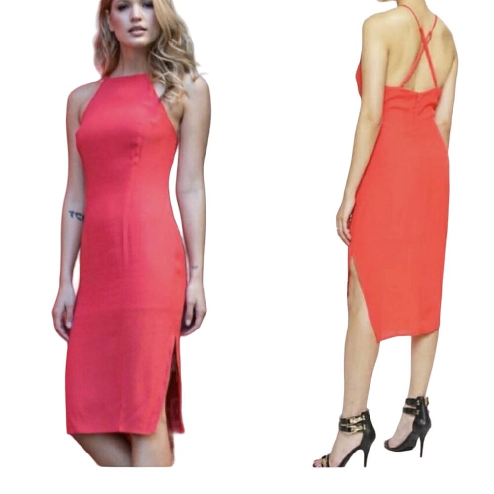 Yumi Kim Afternoon Tea Dress Gramercy Project Red Slit Adjustable Cross L New